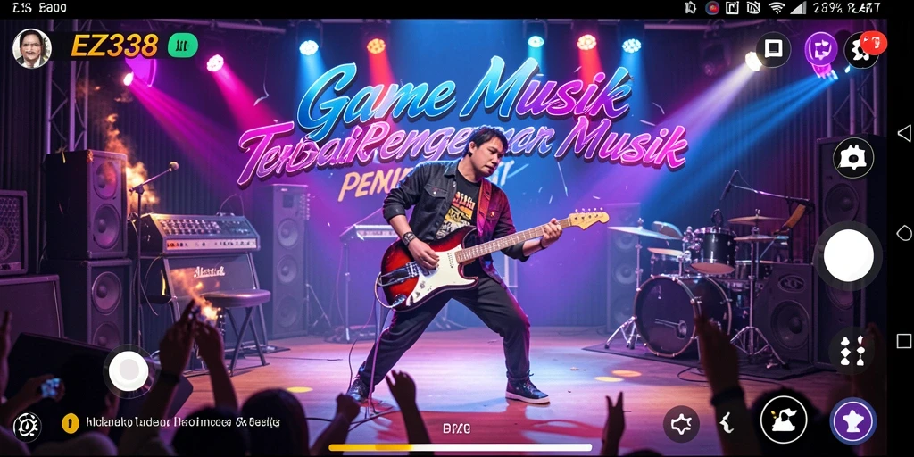 Screenshot utama EZ338 menampilkan gameplay seru dari permainan musik.