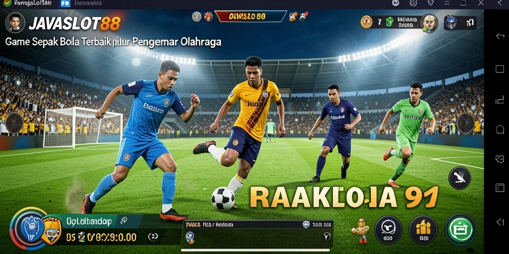 Screenshot dari gameplay JAVASLOT88 yang menampilkan aksi sepak bola yang mendebarkan.