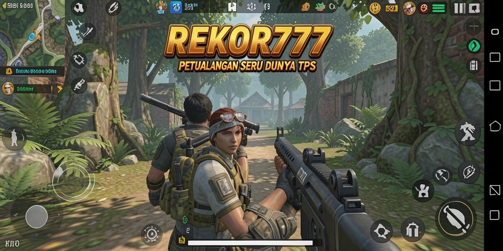 Tampilan gameplay seru dari REKOR777 dalam aksi TPS.