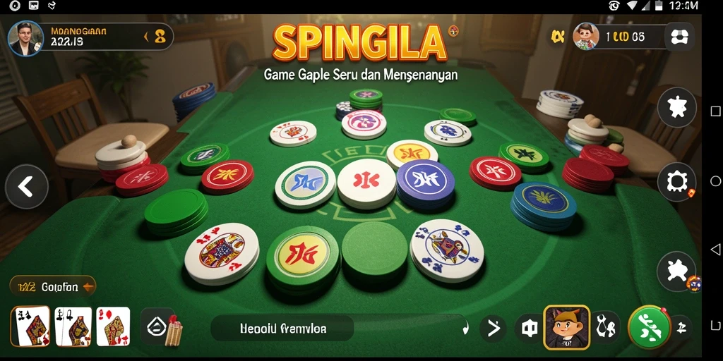 Screenshot gameplay SPINGILA yang menunjukkan suasana permainan Gaple yang seru.